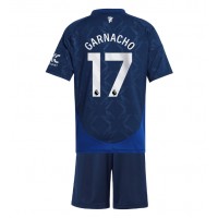 Camiseta Manchester United Alejandro Garnacho #17 Visitante Equipación para niños 2024-25 manga corta (+ pantalones cortos)